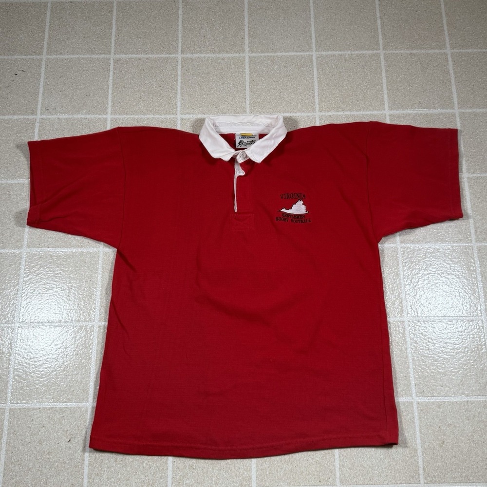 Vintage Halbro Rugby Virginia Gentlemen Football Shirt Men's Large Red USA Made